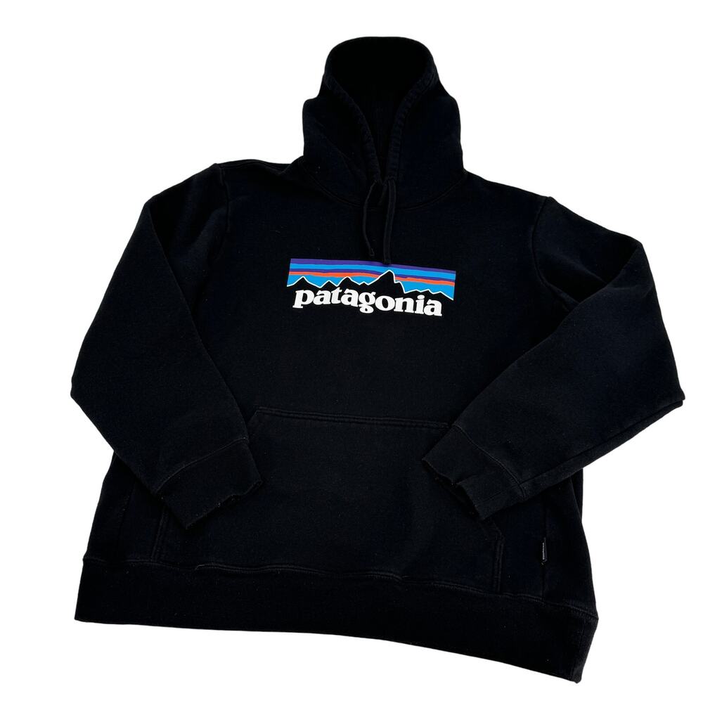 Patagonia Uprisal Hoody Logo Script Outdoors Hoodie Black Size Large - Picture 2 of 9